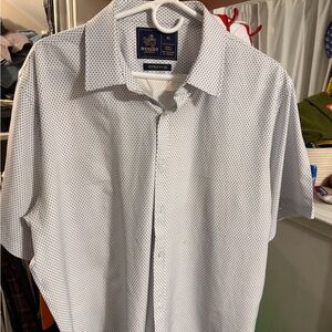 Rugby Men's White and Blue Patterned Dress Shirt